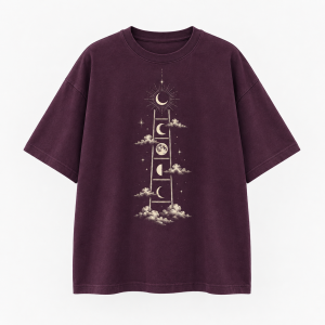Deep Plum Moon Ladder Drop Shoulder T-Shirt Smothe For Use Not Need Dry Clean Best Quality From Bangladesh-Soft And Comfitable Fabric
